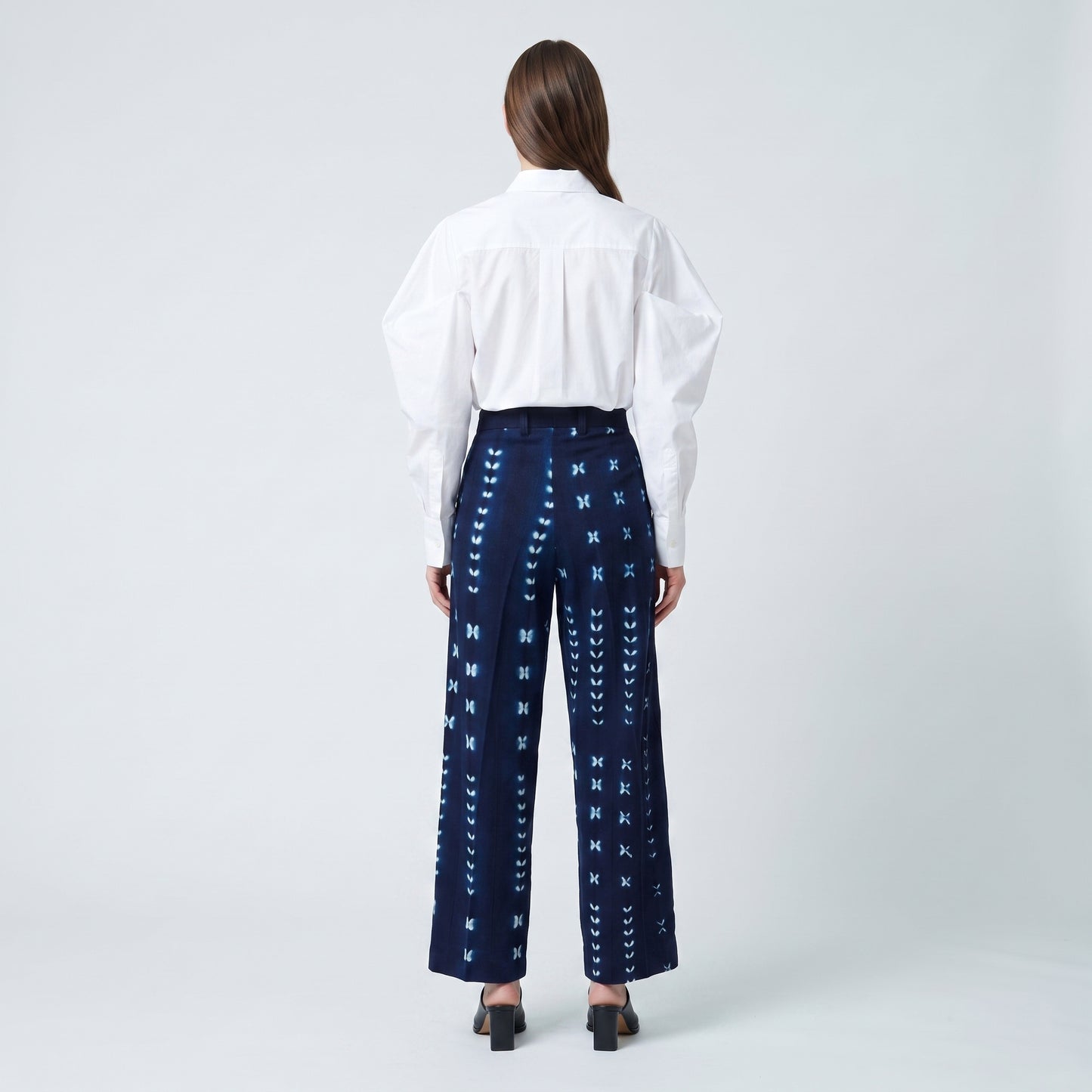 Indigo Shibori Patterned Trousers