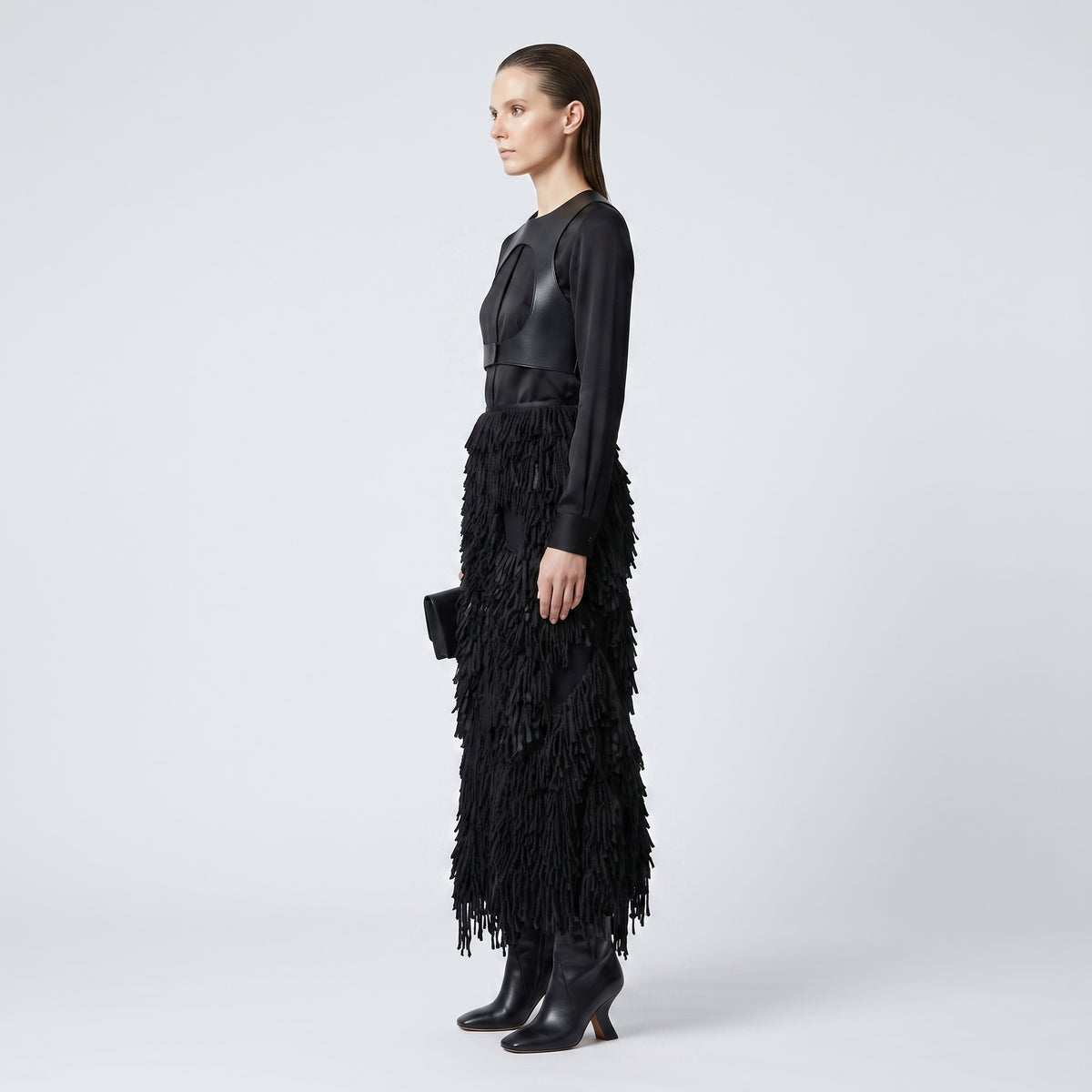 Fringed Textured Statement Skirt