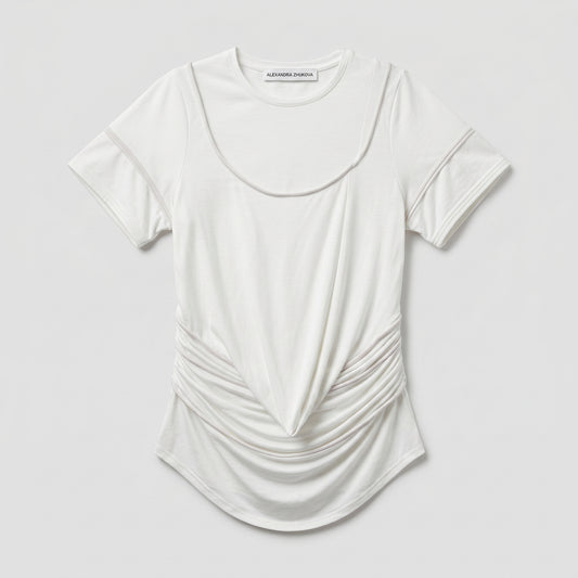 Ruched Layered Cotton Top