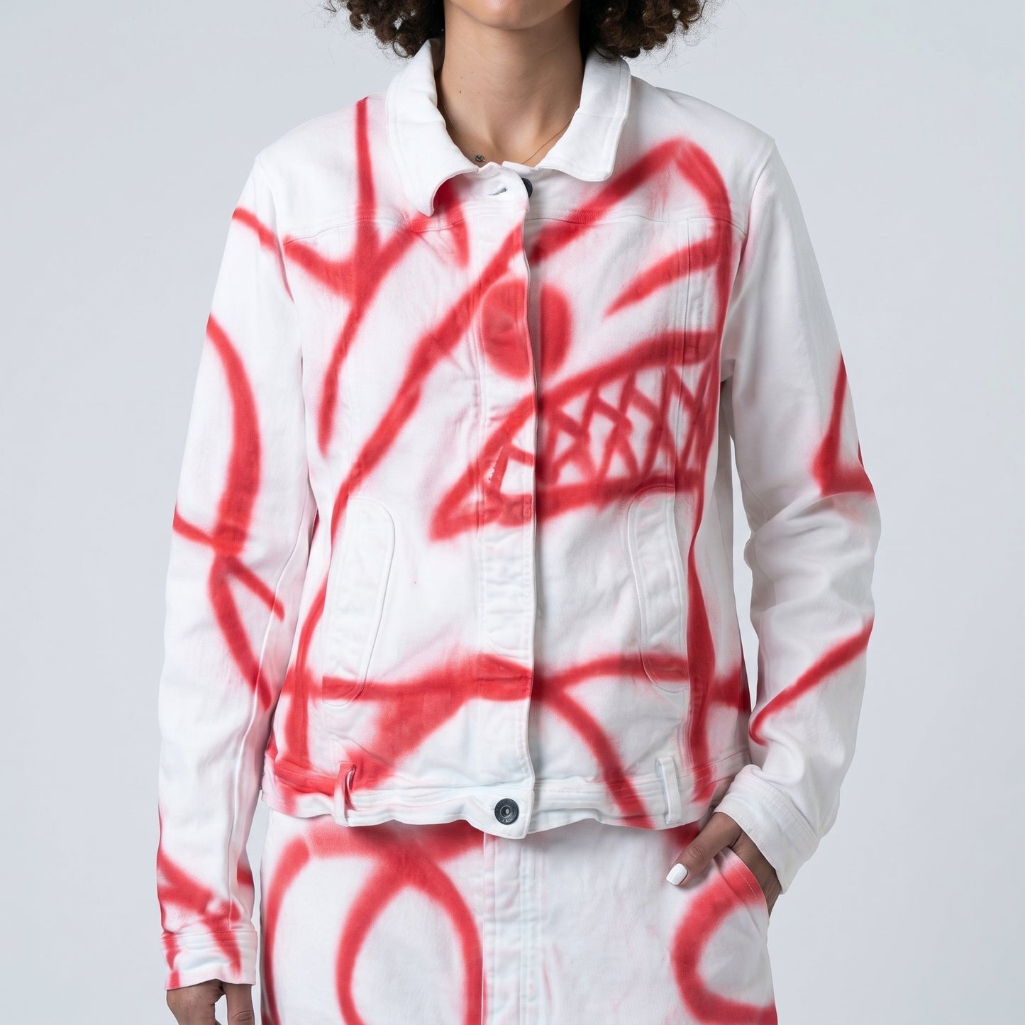 Graffiti Print Denim Jacket