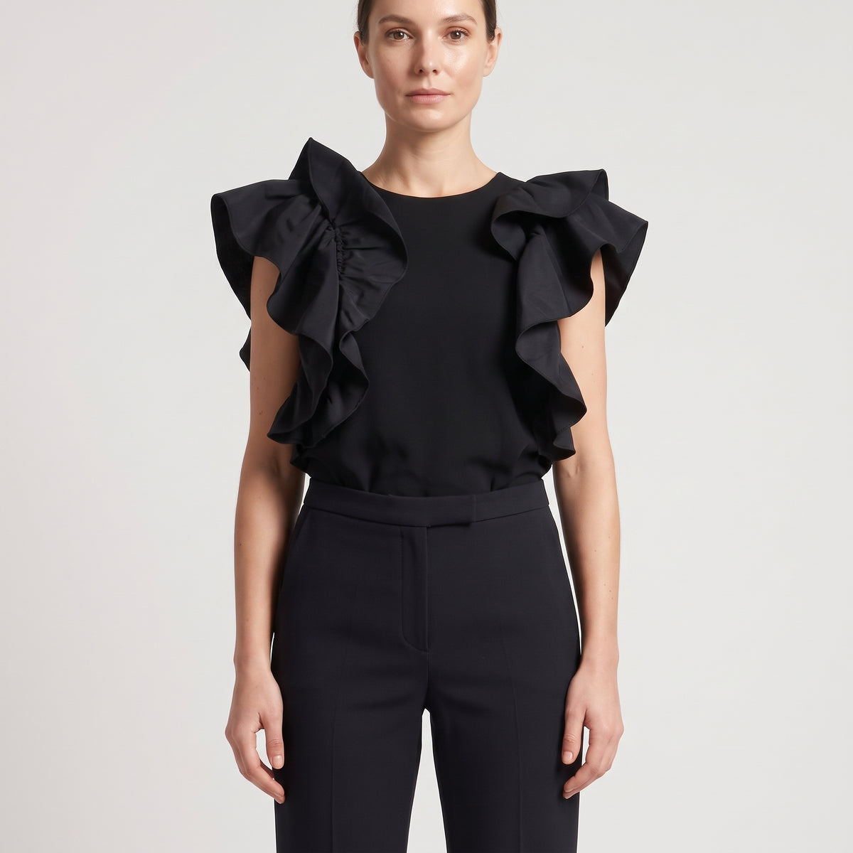 Tailored Black Straight Trousers