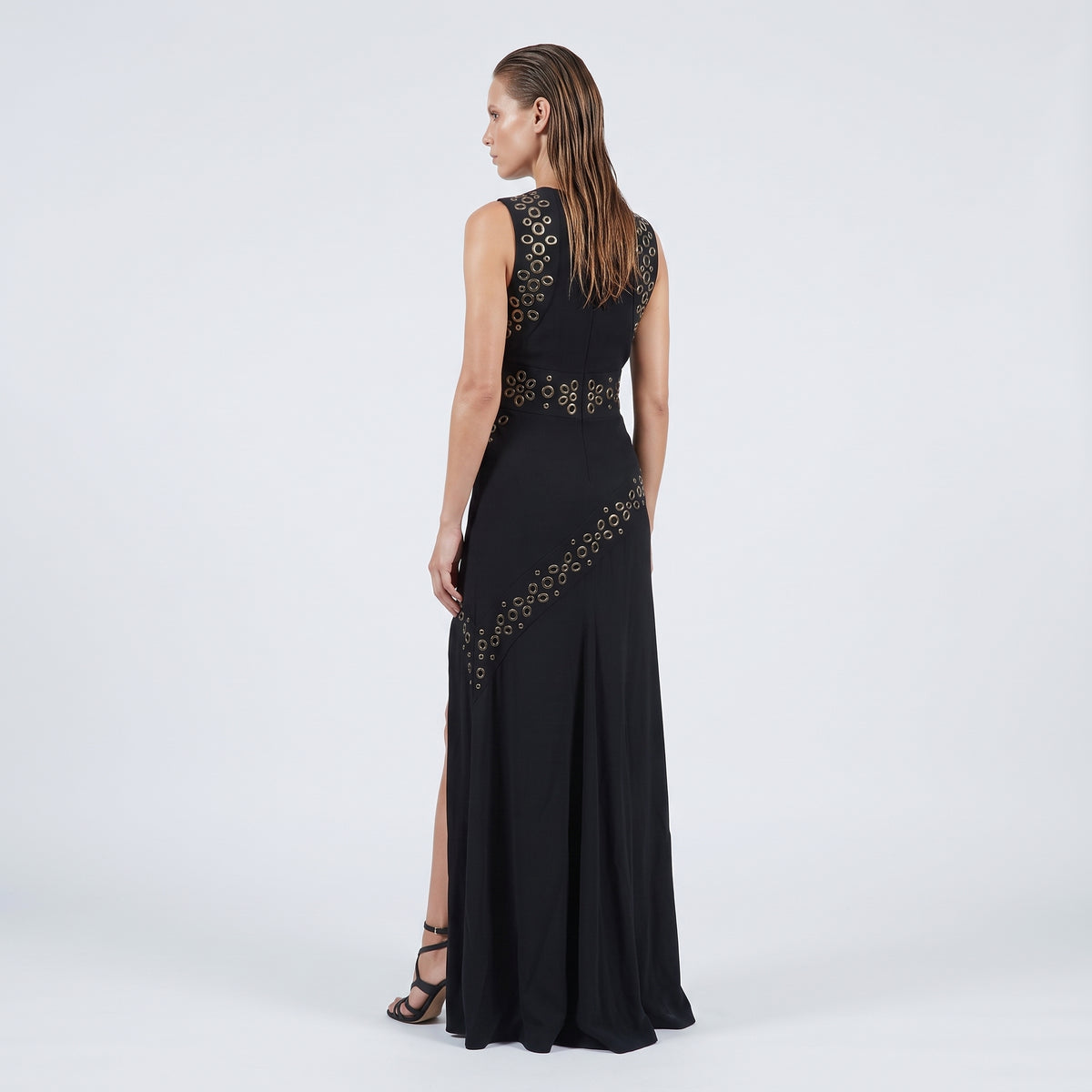 Grommet Embellished Midi Dress