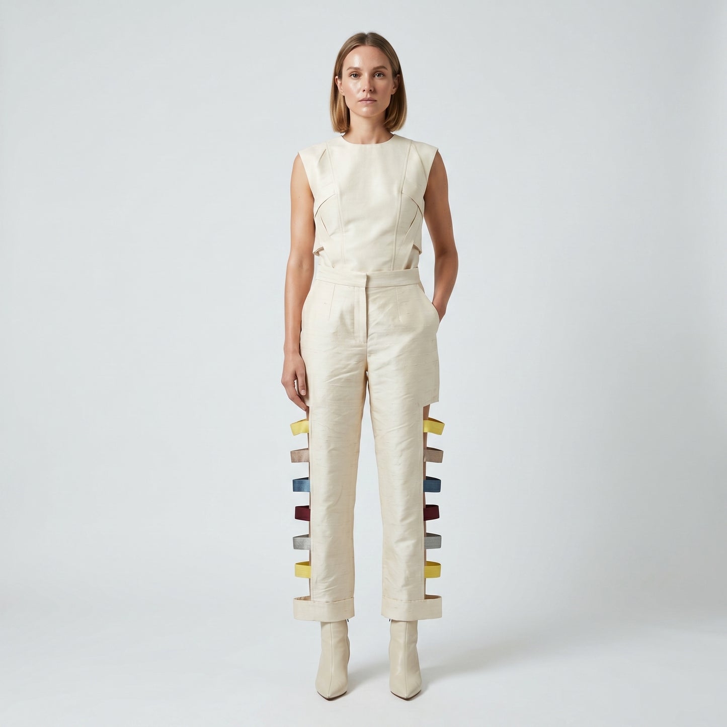 Cutout Multi-Strap Tailored Trousers