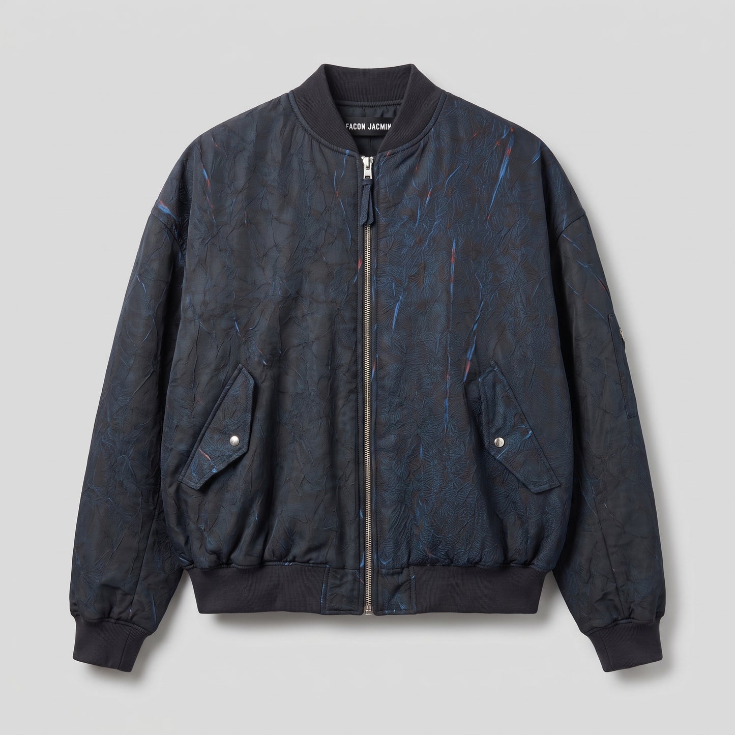 Textured Navy Bomber Jacket