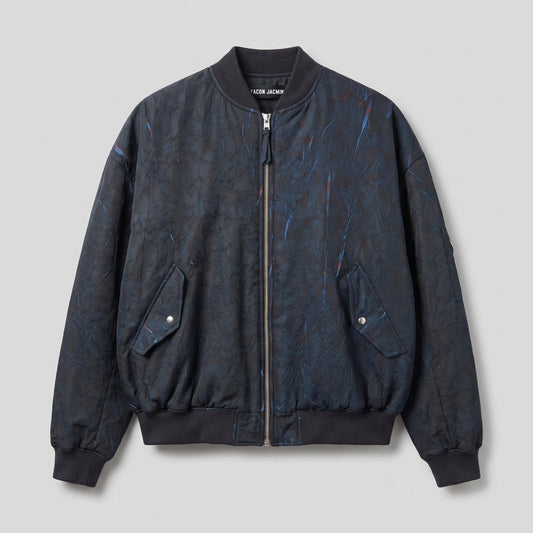 Textured Navy Bomber Jacket