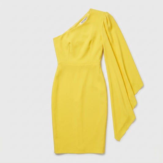 One-Shoulder Drape Yellow Dress