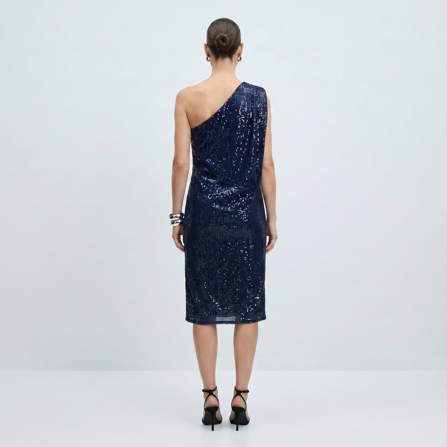 One-Shoulder Sequined knee Dress
