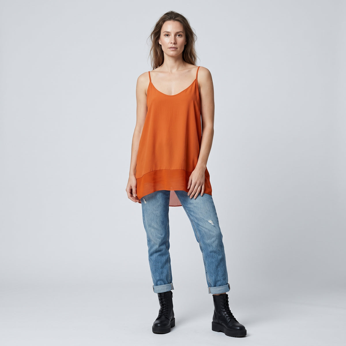 Vibrant Orange Spaghetti Strap Camisole
