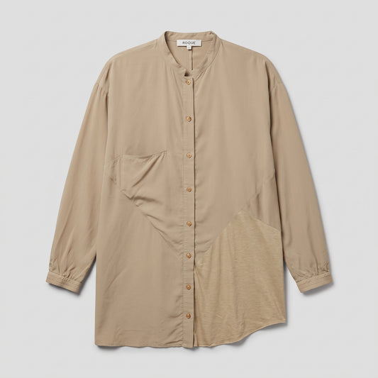 Relaxed Beige Button-Down Shirt