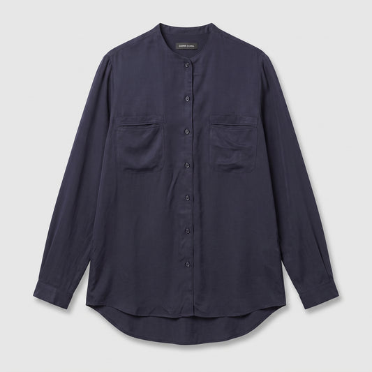 Midnight Navy Mandarin Collar Shirt