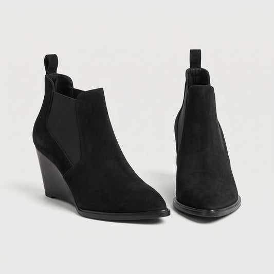 Suede Wedge Ankle Boots
