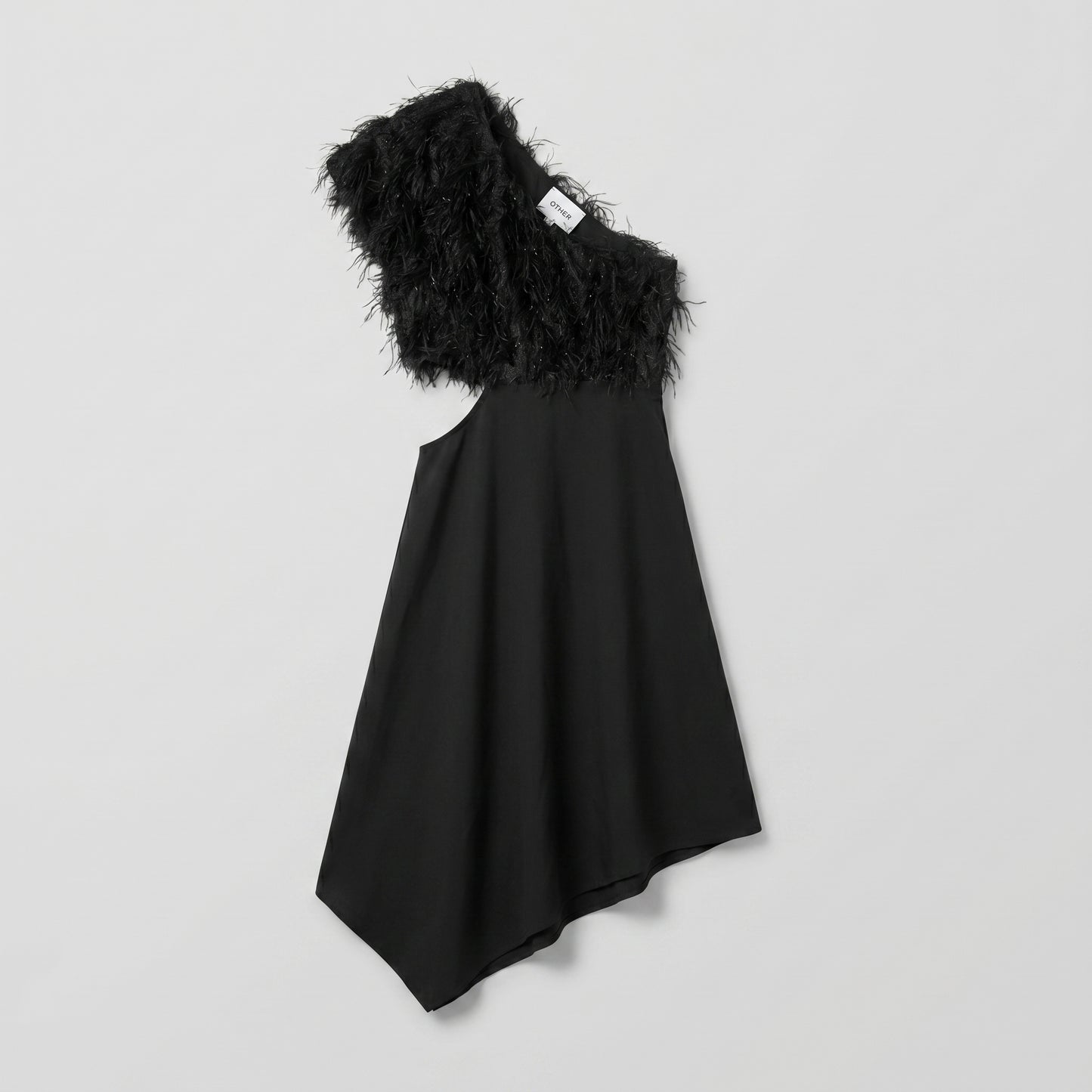 Asymmetric Feather One-Shoulder Dress