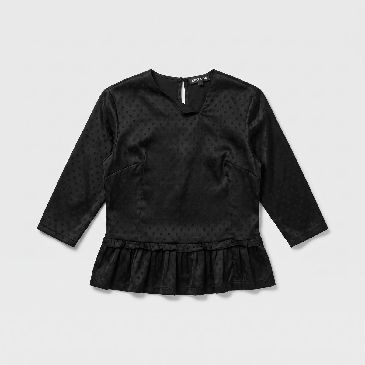 Textured Peplum Black Blouse