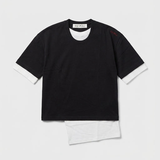 Layered Hem Contrast T-Shirt