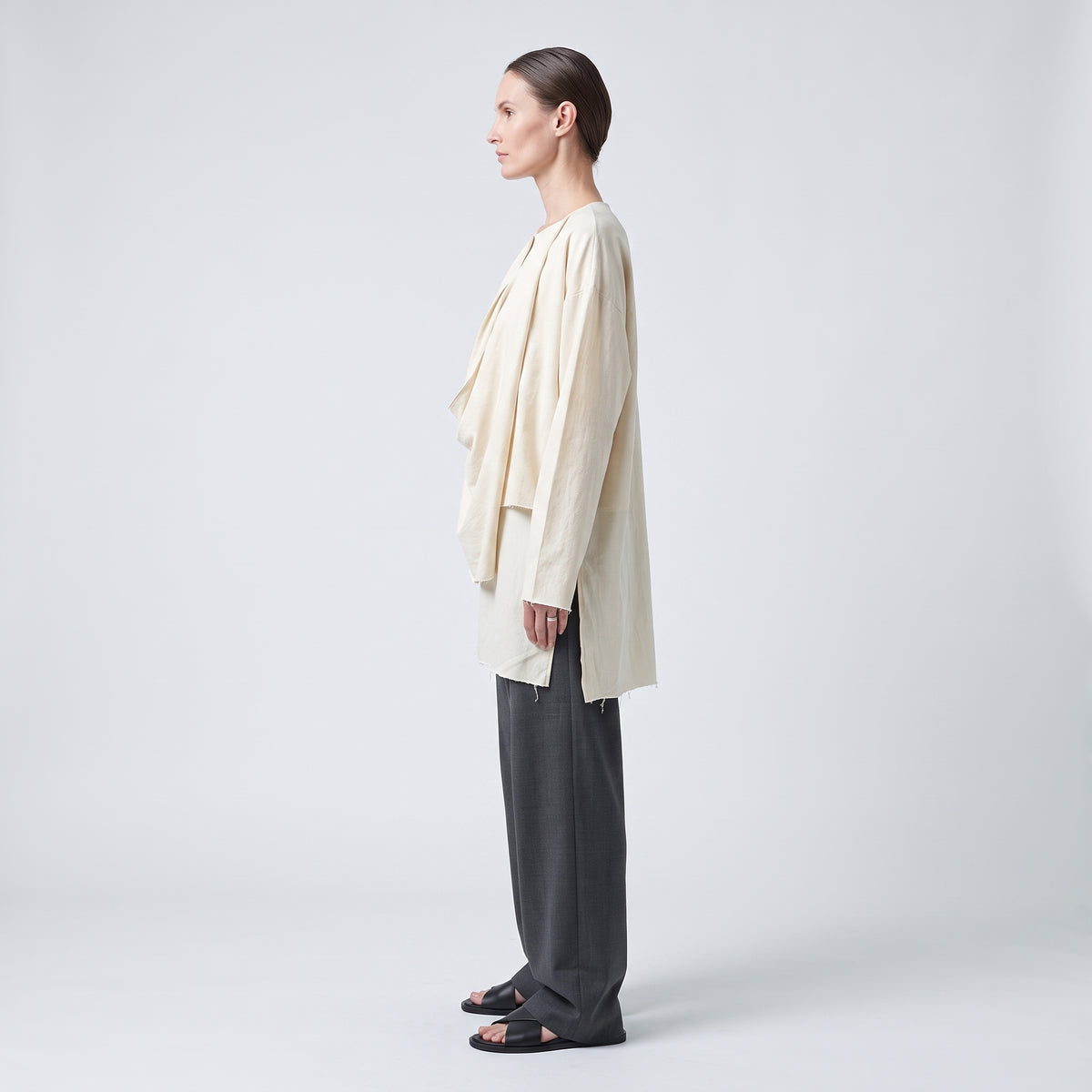 Draped Cowl Neck Cotton Top