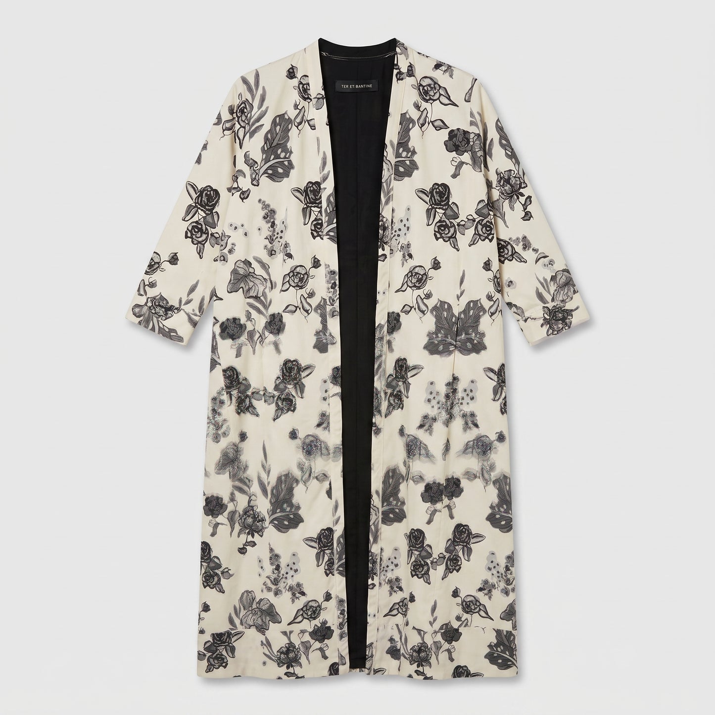 Floral Print Long Open Coat