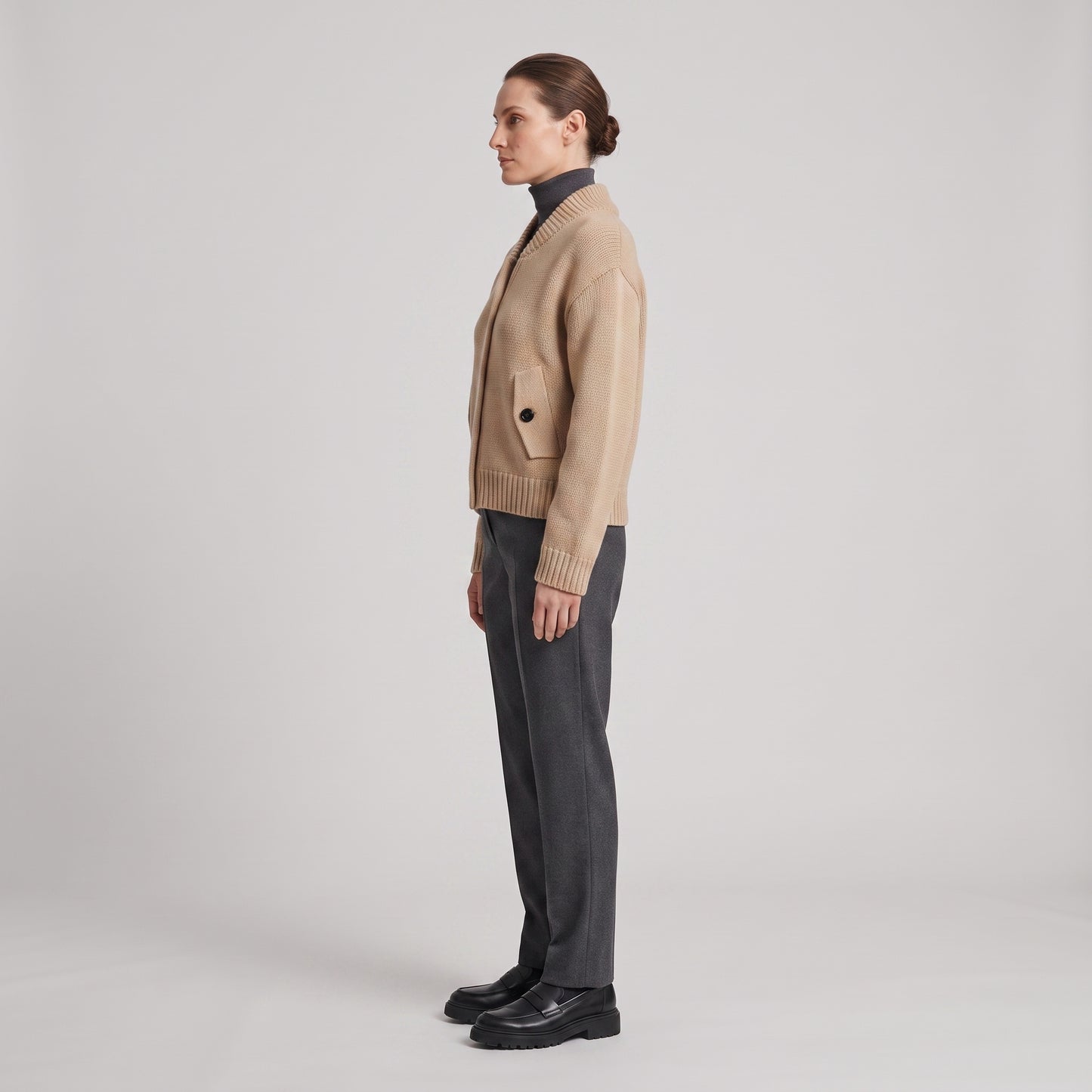 Minimalist Ribbed Knit Bomber Jacket
