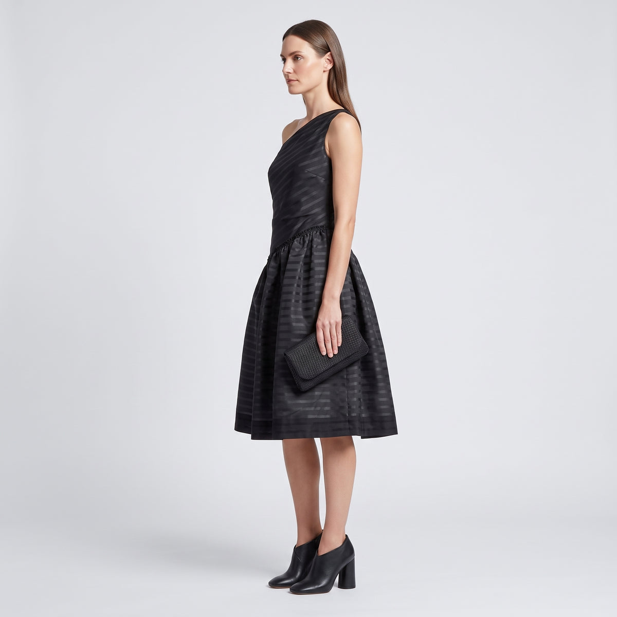 One Shoulder Striped Cocktail Dress