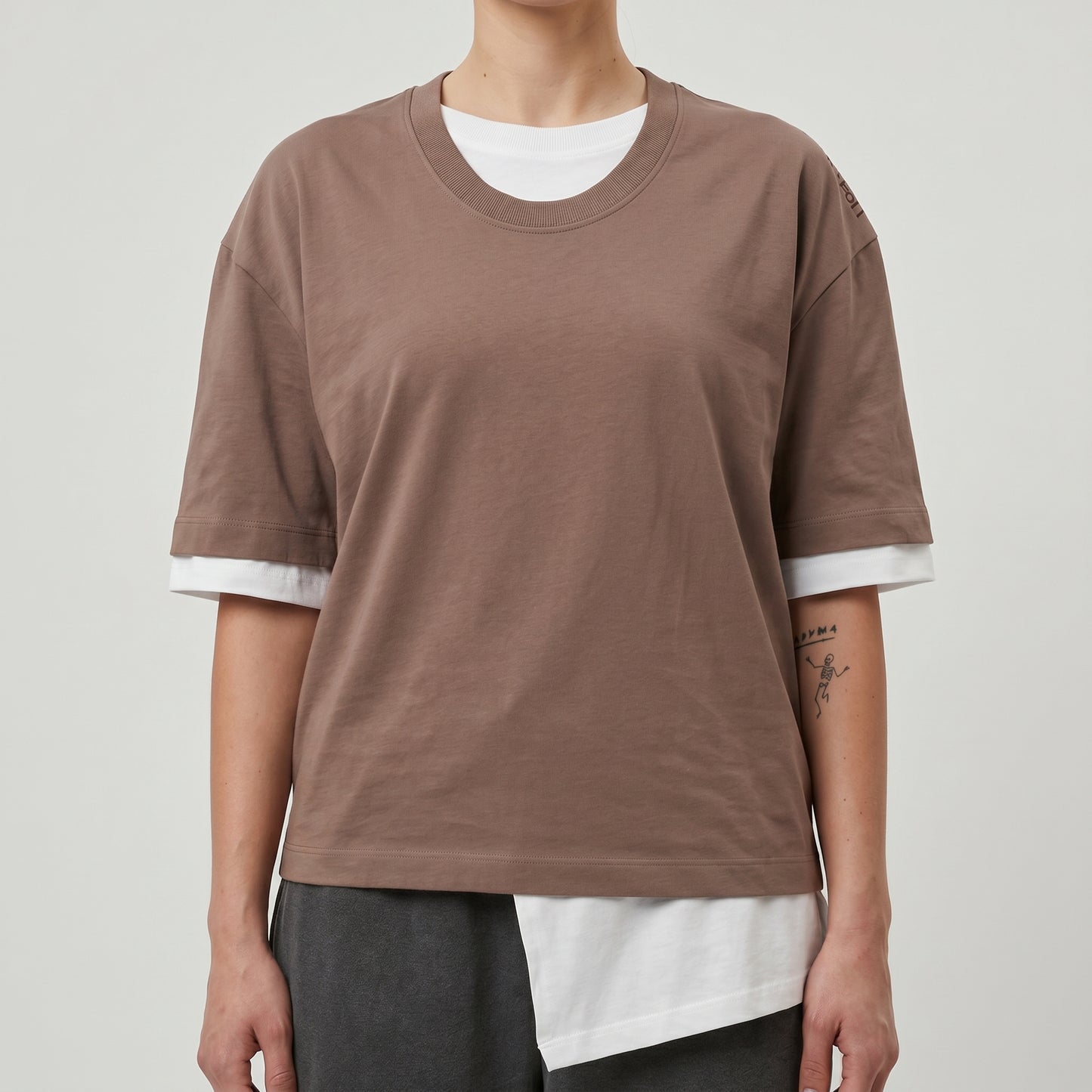 Layered Asymmetric Crewneck T-Shirt
