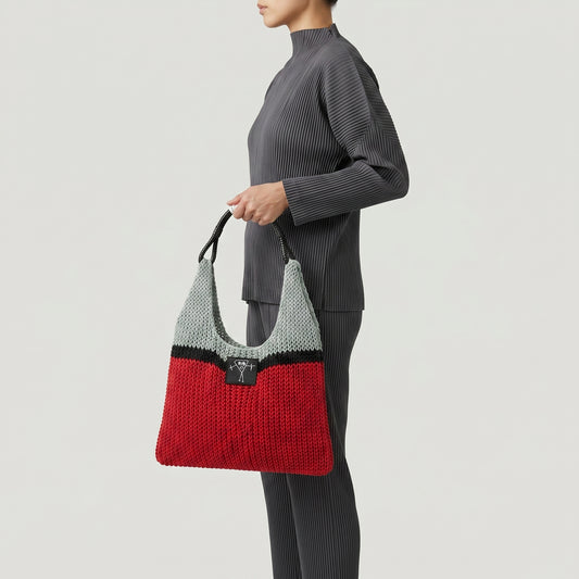 Tricolor Knit Shoulder Bag
