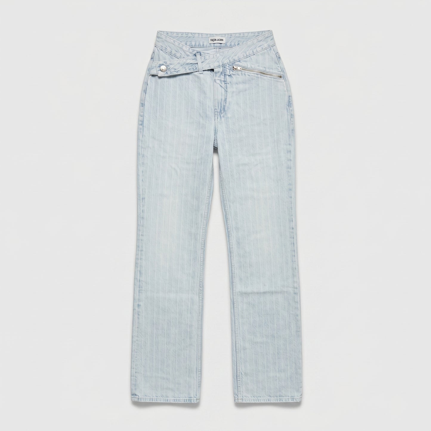 Asymmetric Light Wash Denim Jeans