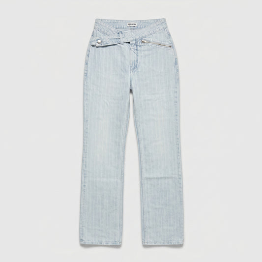 Asymmetric Light Wash Denim Jeans