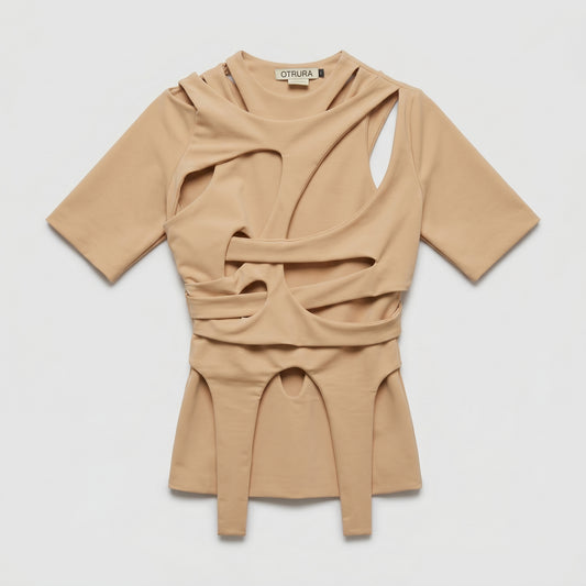 Abstract Cutout Jersey Top
