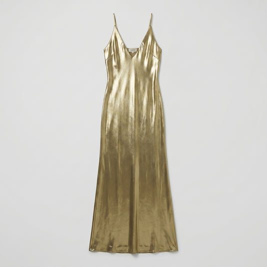 Metallic Gold Slip Maxi Dress