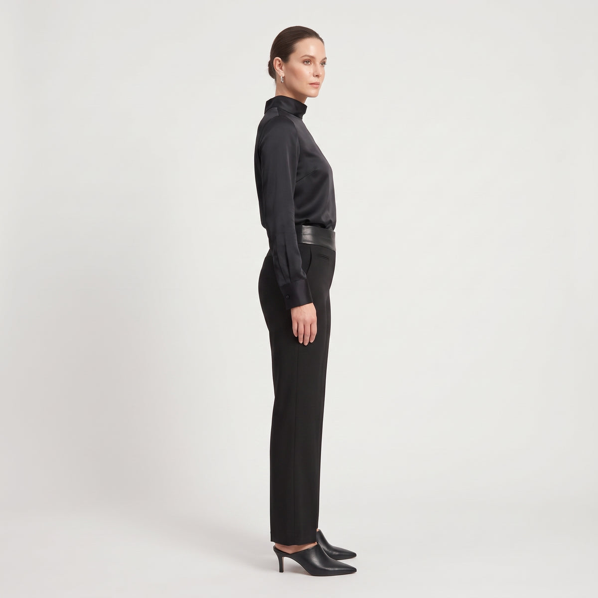 Leather Trimmed Tailored Trousers