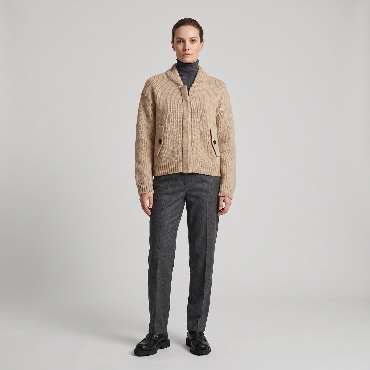 Minimalist Ribbed Knit Bomber Jacket