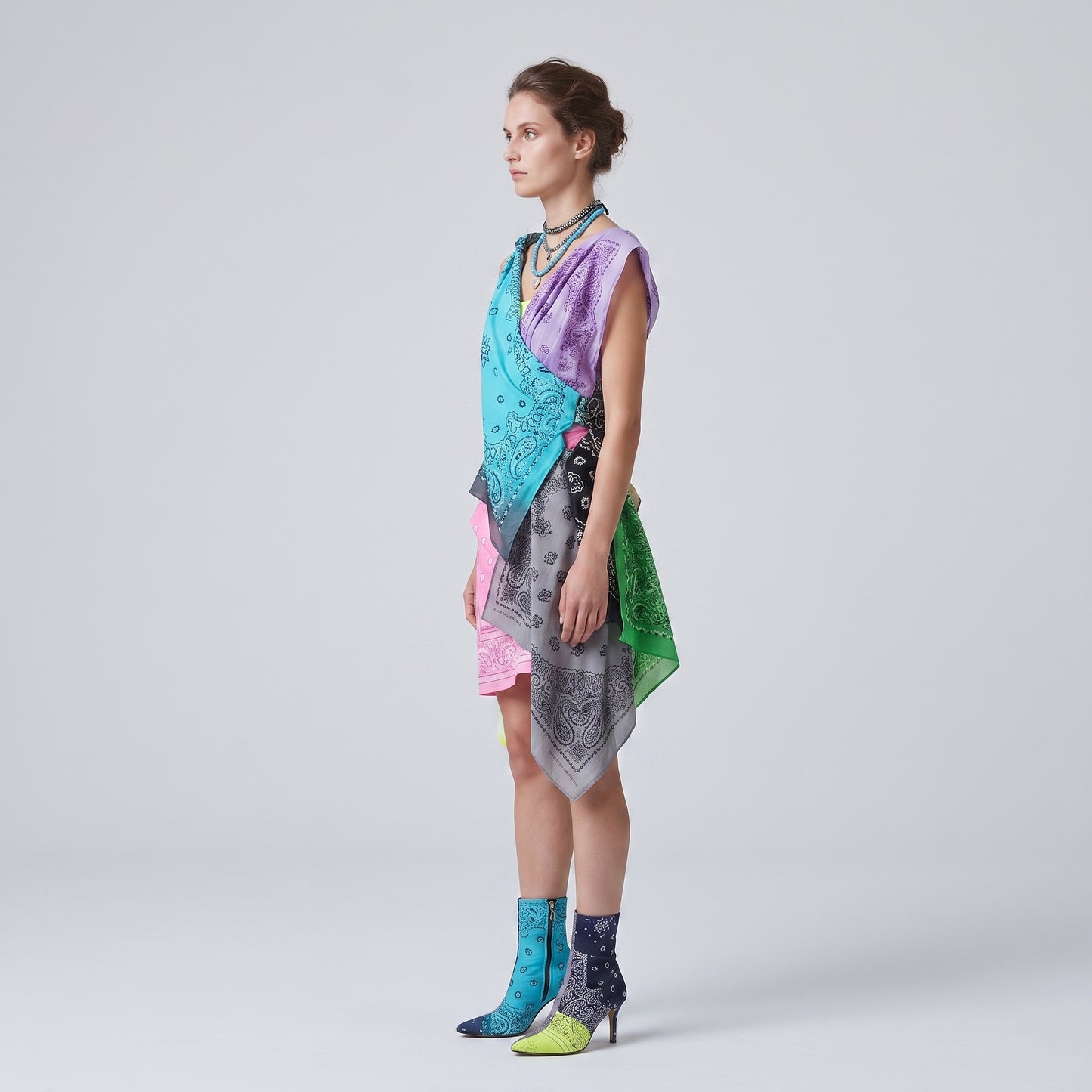 Patchwork Bandana Print Mini Dress