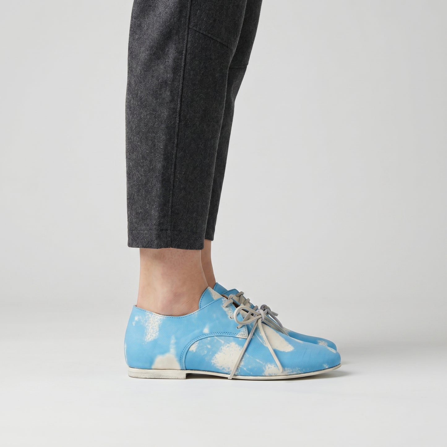 Abstract Print Leather Oxford Shoes