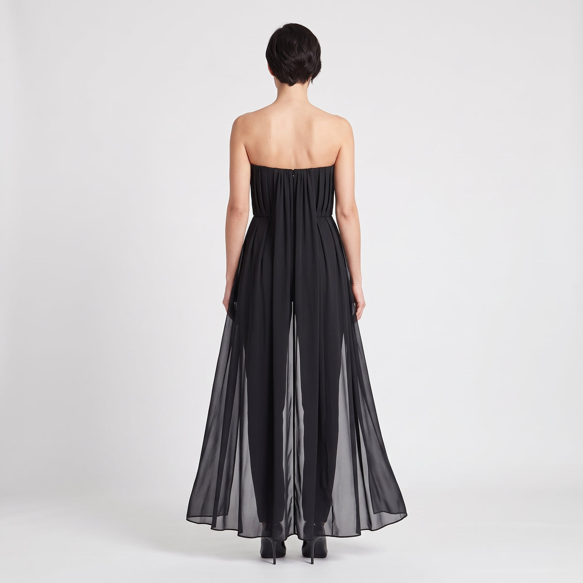 Strapless Pleated Chiffon Jumpsuit