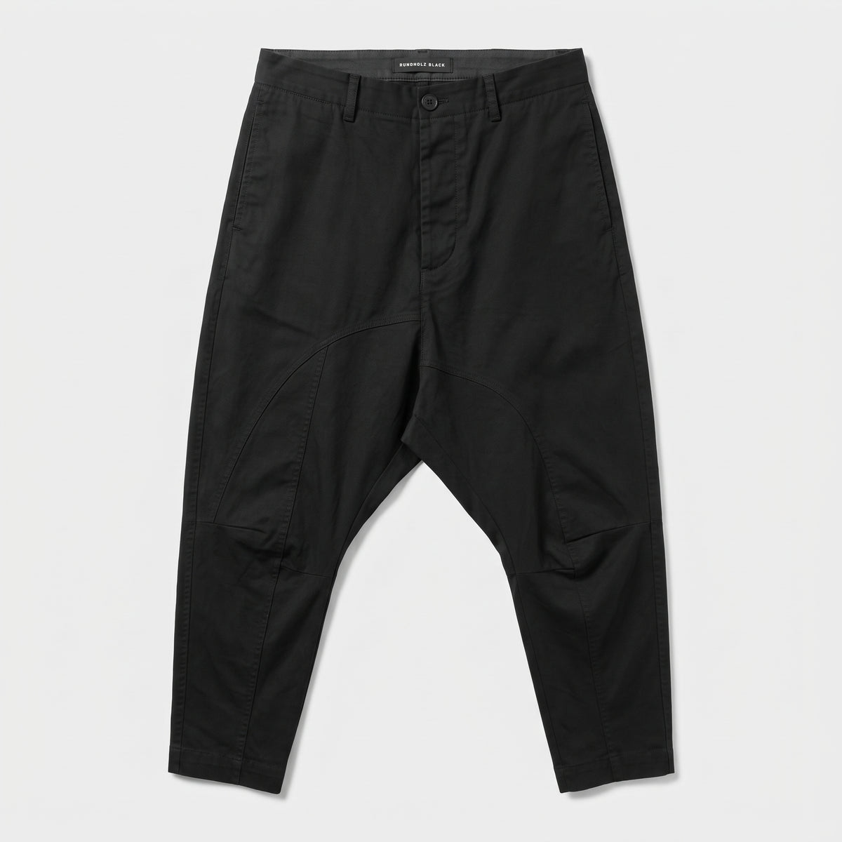 Black Structured Drop-Crotch Trousers