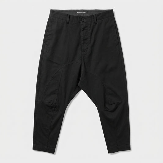 Black Structured Drop-Crotch Trousers