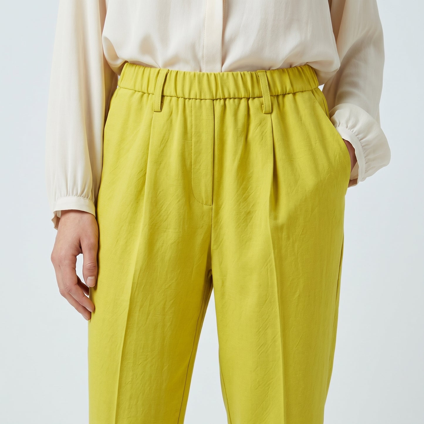 High Waisted Pleated Tapered Trousers