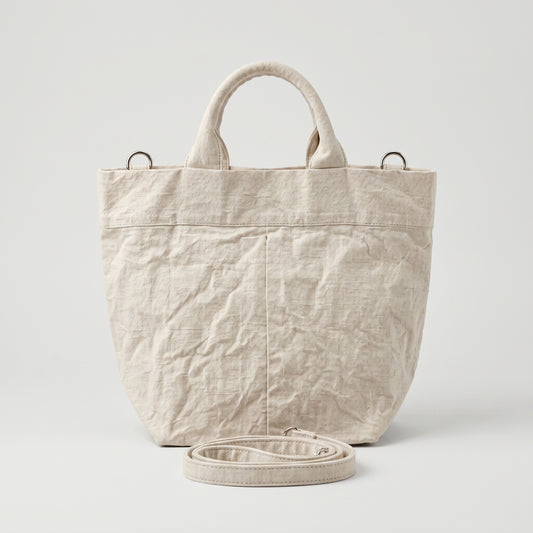 Crinkled Linen Tote Bag