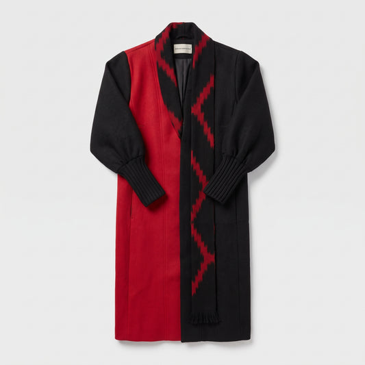 Colorblock Wool Shawl Coat