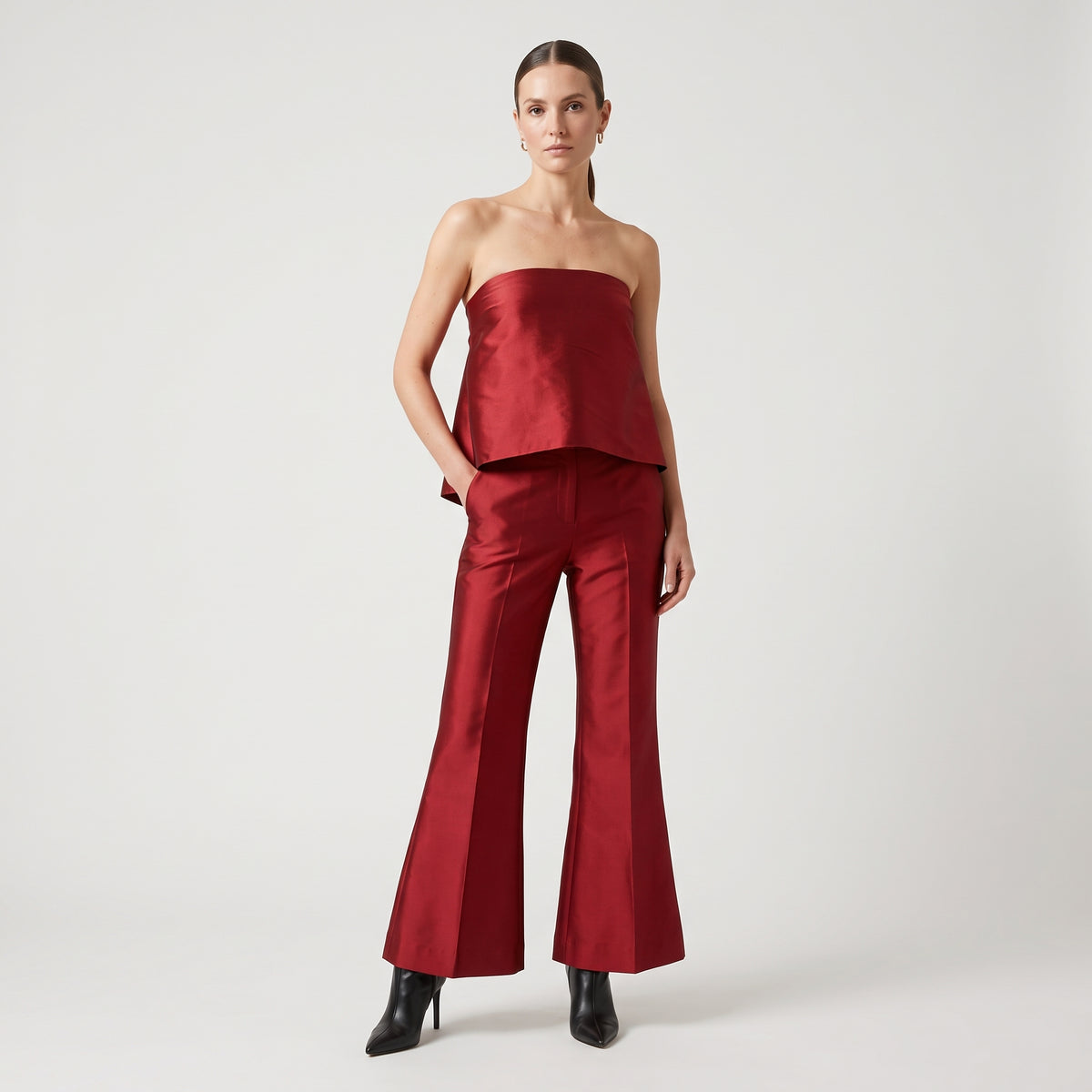 Satin Strapless Peplum Corset Top