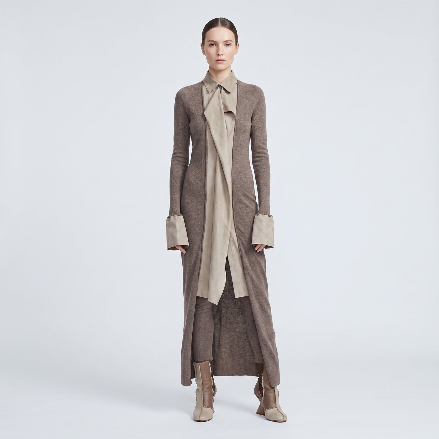Layered Longline Knit Cardigan