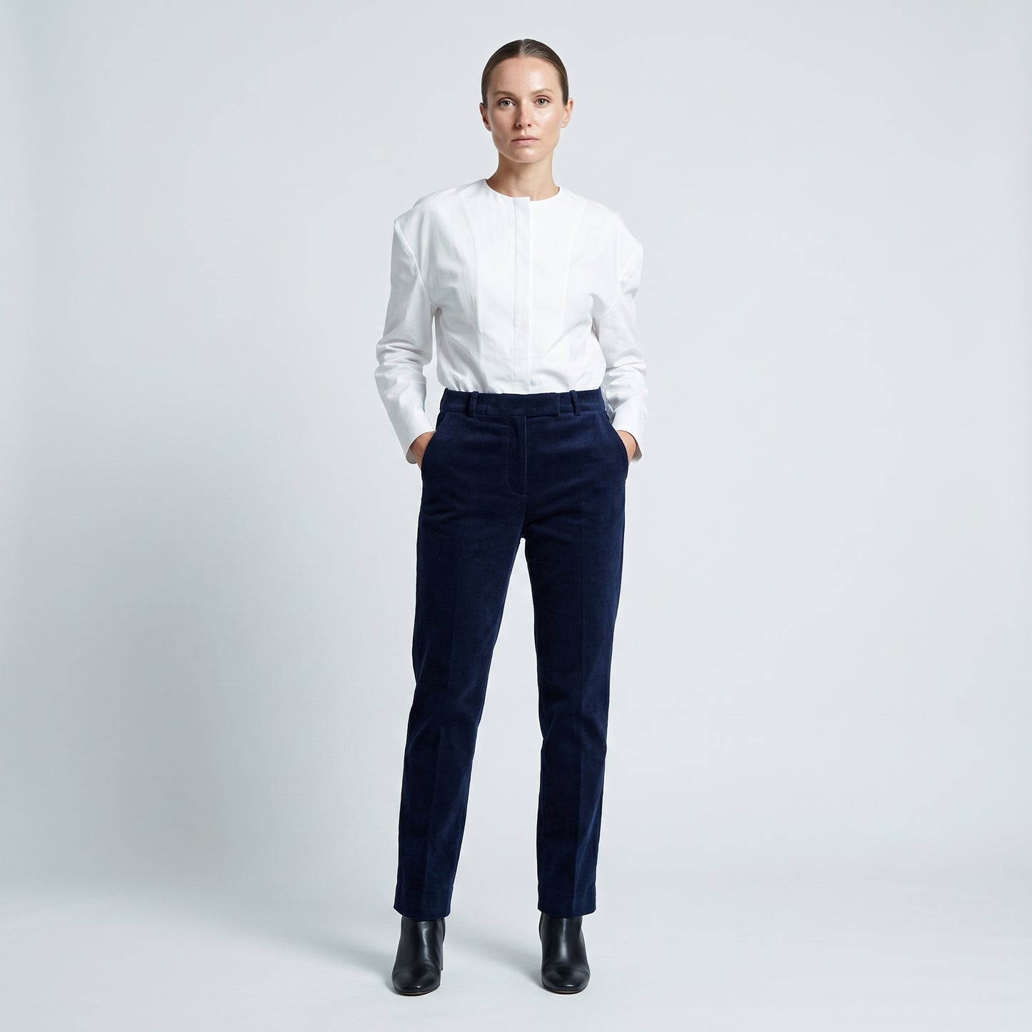 Tailored Navy Corduroy Trousers