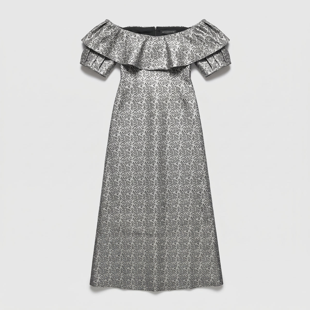 Off-Shoulder Floral Jacquard Dress