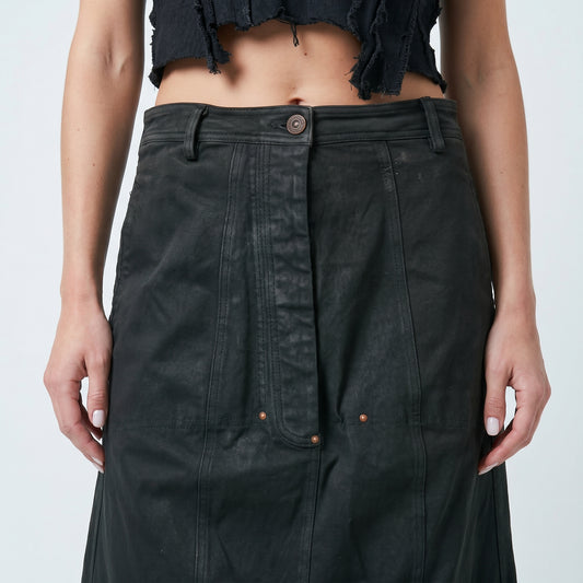 Structured Black Paneled Maxi Skirt