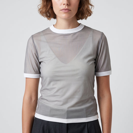 Contrast Trim Mesh T-Shirt