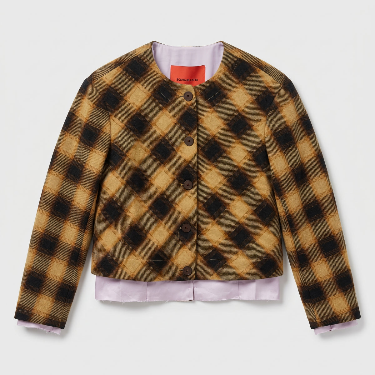 Plaid Wool Blend Cropped Jacket