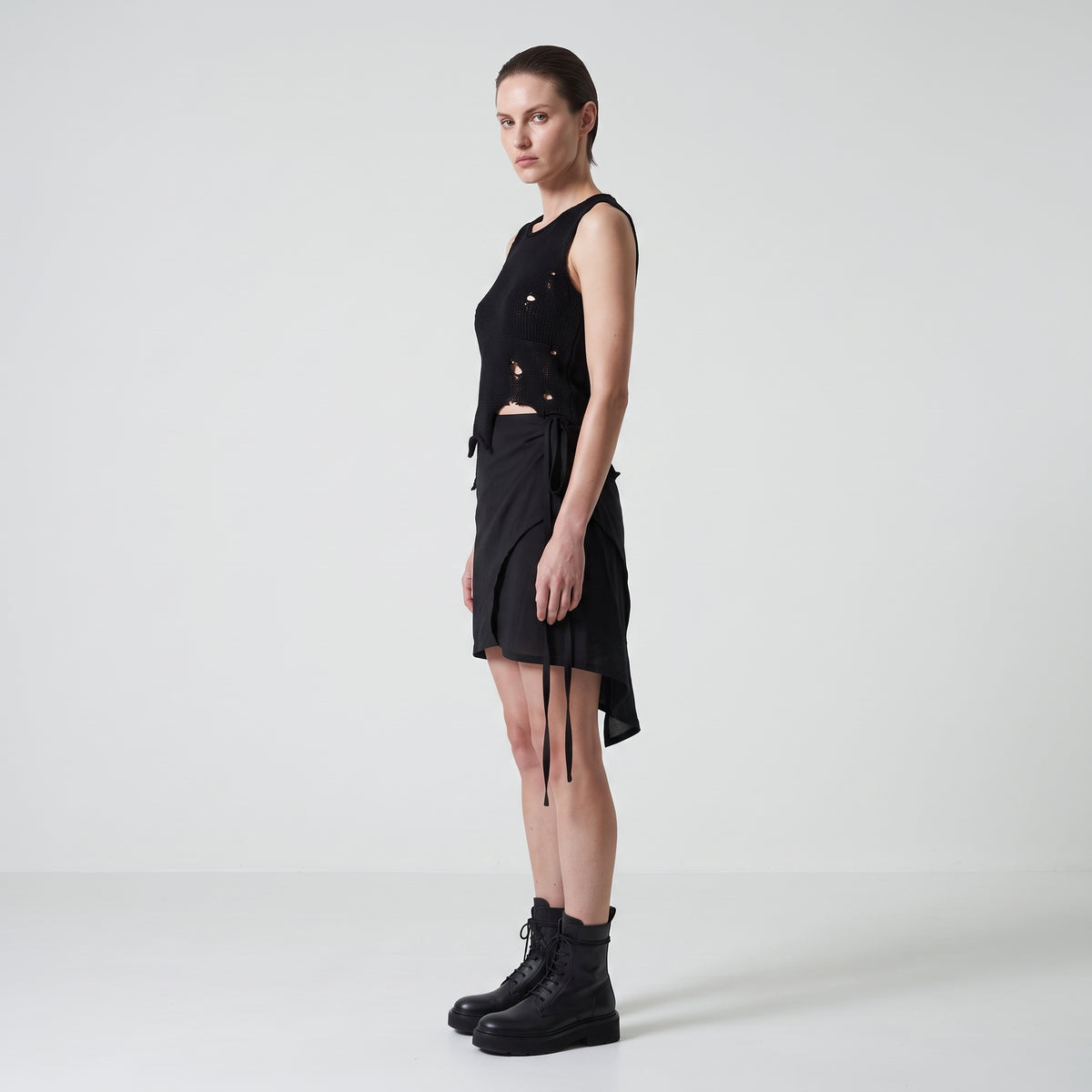 Asymmetric Wrap Mini Skirt