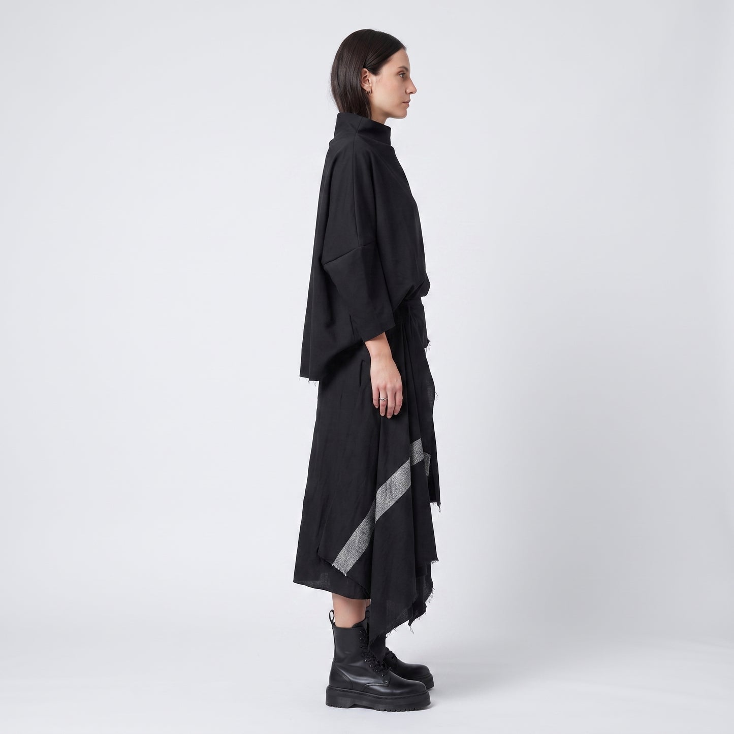 Asymmetric Draped Midi Skirt