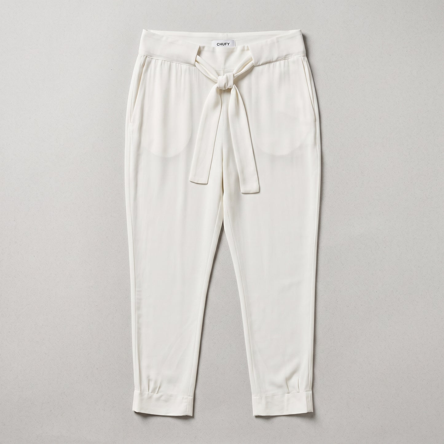 Elegant Tie-Waist Tapered Trousers