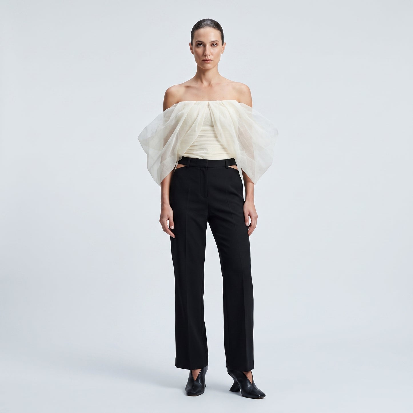 Ethereal Off-Shoulder Tulle Top