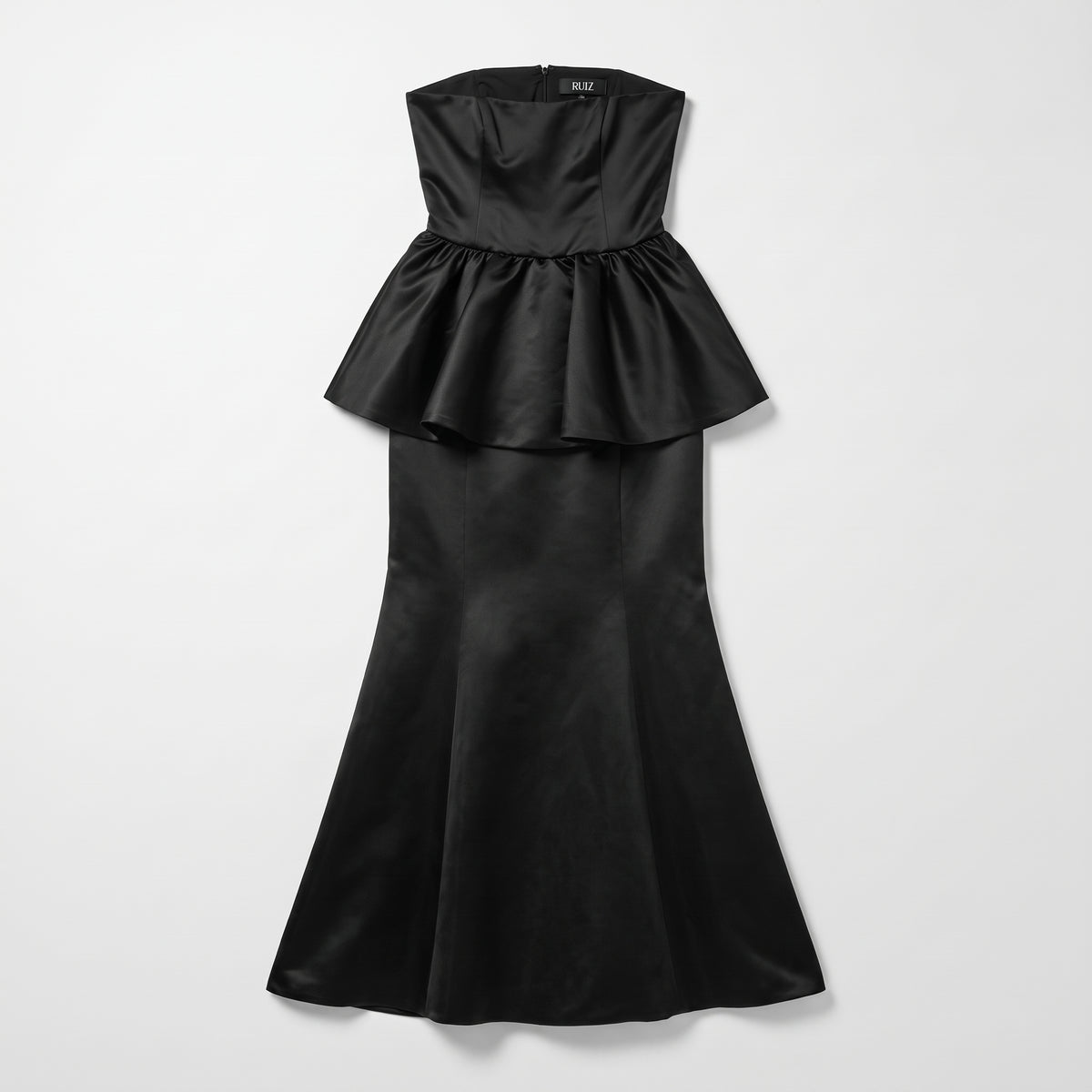 Strapless Peplum Evening Gown